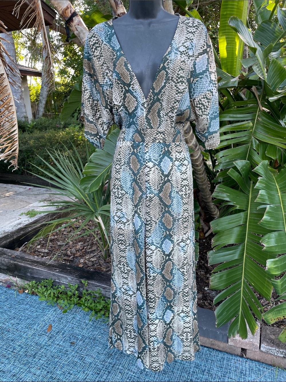 snake print blacklist wide leg jumpsuit